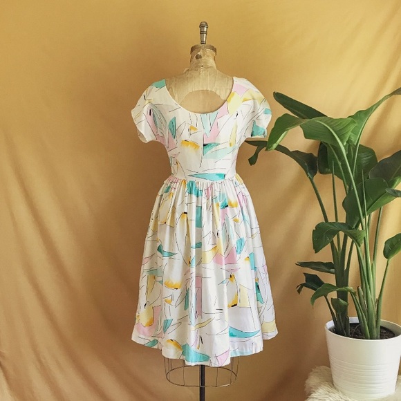 Rare vintage abstract shapes silhouette midi dress - Picture 3 of 6